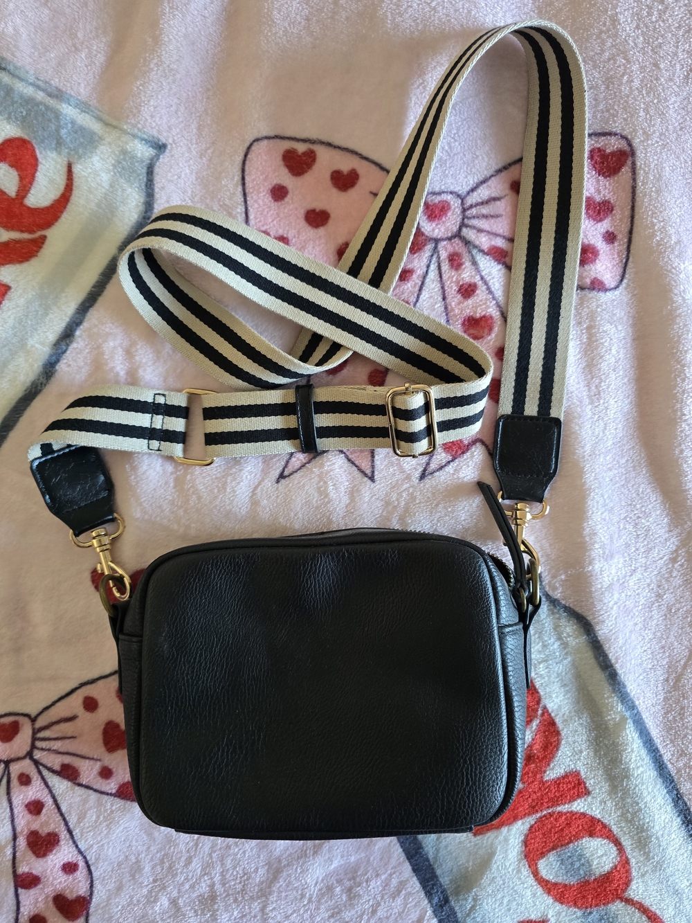 Universal Thread Black Crossbody Bag with Striped Adjustable Strap